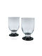 Domumart Set de pahare pentru apa din Sticlă în Culoarea Negru Cu picior 290ml 6buc