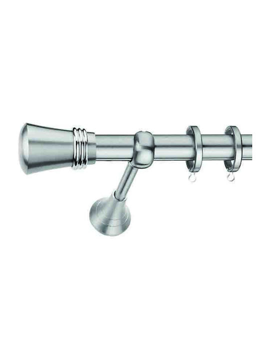 Enis by Domus Metallic Curtain Pole Limnos Double with Rail 160cm Nickel Matte-Chrome