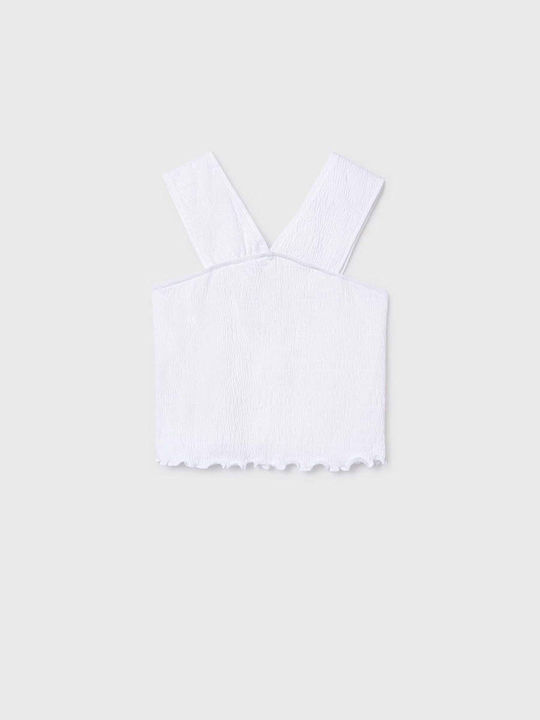 Top Pentru Copii Crop Top Fără Mâneci Alb