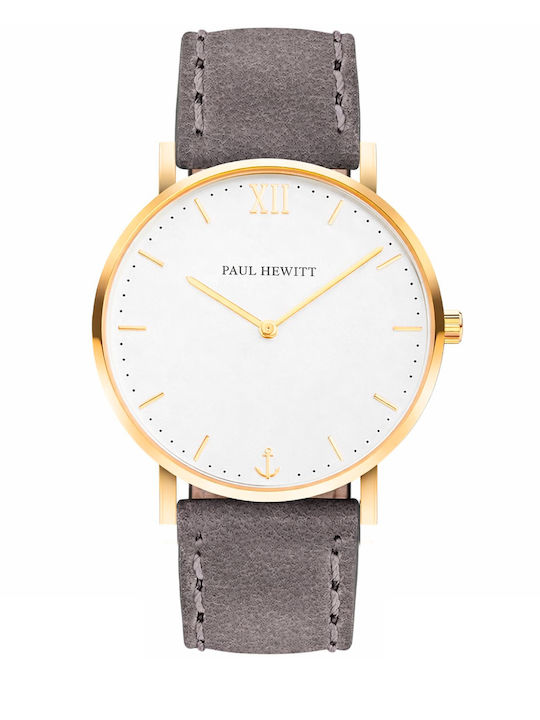 Paul Hewitt Γυναικείο Ρολόι 36mm Μπαταρίας με Γκρι Δερμάτινο Λουράκι