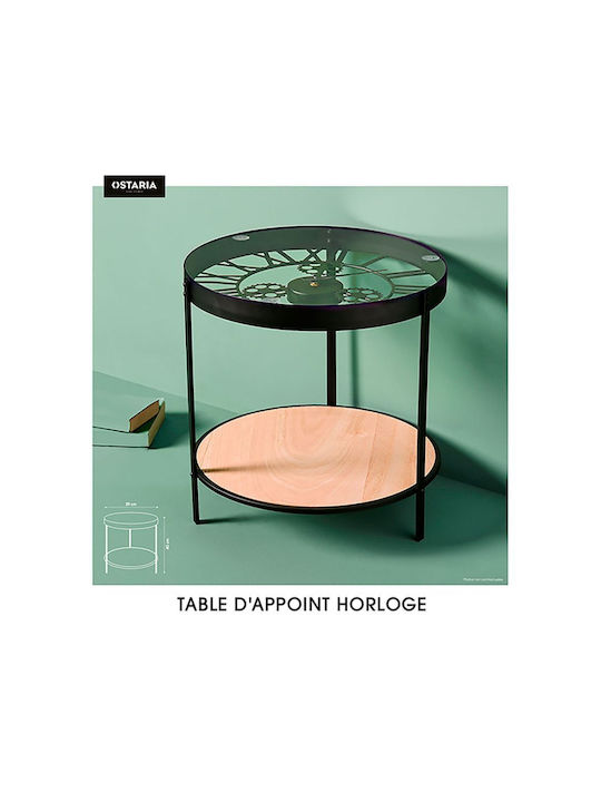Round Side Table Glass Black W39xL39xH40cm