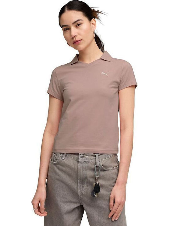 PUMA Damen Polo Bluse Kurzarm Beige