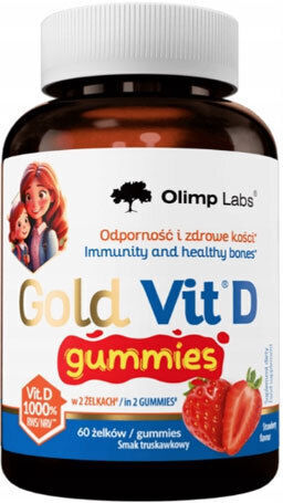Olimp Sport Nutrition Gold Vit D Vitamin for Immune System Boost & Bone Health Strawberry 60 jelly beans