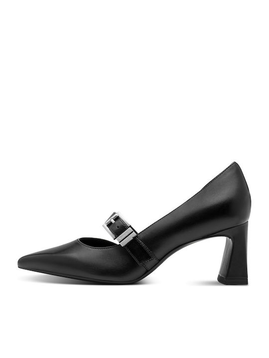 Leather Heels with Strap Black