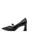 Leather Heels with Strap Black