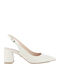 Leder Pumps mit mittelhohem Absatz Ecru