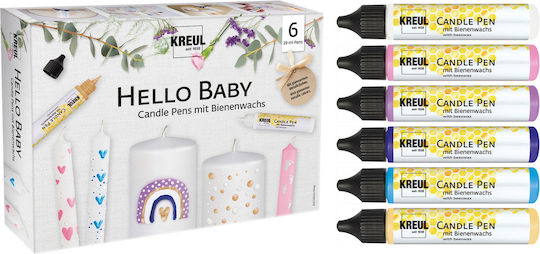 Σετ Hello Baby Χρώματα-στυλό Διακόσμηση Κεριών Kreul Candle Pen 6 Τεμ