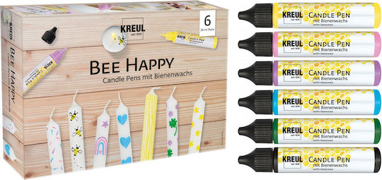 Set Bee Happy Colors-Pens Candle Decoration Kreul Candle Pen 6 Pieces