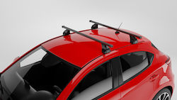Menabo Complete Set Car Roof Bars Iron Omega M 112 Cm Black Mazda 121 4 Doors 1991>2002-2 Pieces 9750 Mb+12670 Mb Mp.ma.12670/mb-omg-1
