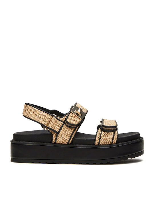 Bigmona Women's Flat Sandals with Strap Flatforms in Beige Color