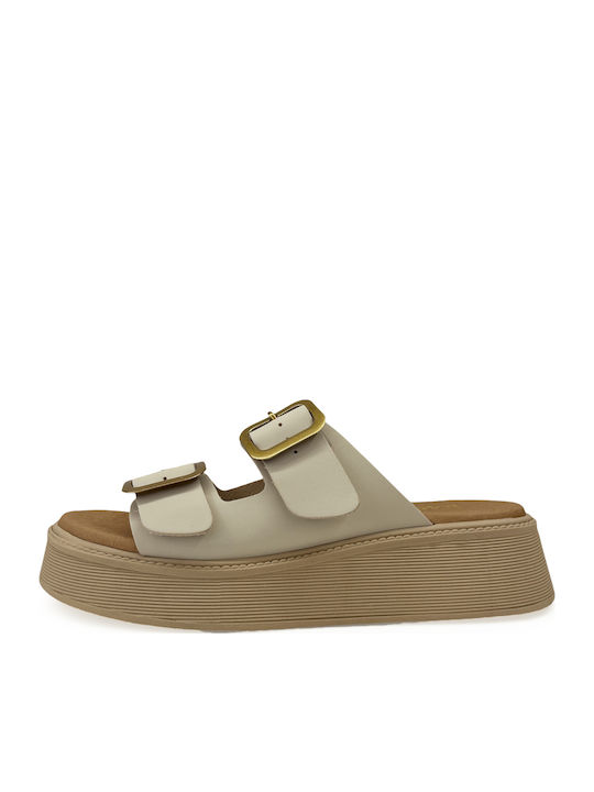 Ragazza Leder Flache Sandalen für Damen Beiges