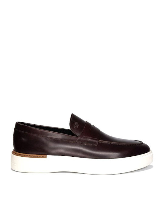 Boss Shoes Δερμάτινα Ανδρικά Loafers σε Καφέ Χρώμα