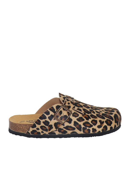 Plakton Anatomical Leather Women's Slippers Brown