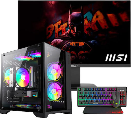Vengeance Vengeance Maverick-S4 Гейминг Настолен компютър (Ryzen 7-5700/32GB DDR4/512GB SSD/Radeon RX 9060/Без операционна система) с клавиатура (International English) с монитор MSI PRO MP2412