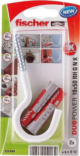 Fischer Fischer Duopower Schraubanker 10x50 Runde Haken 2Stücke Weiß