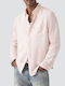 Sunset 1 Pocket Standard Langärmlig Leinen Hemd Pink