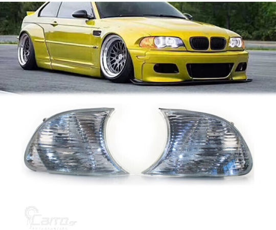Carro 278967 Lumini Frontale Semnalizare BMW 3 E46 Coupe Cabrio 99-01 Cu Clips Alb 2 Bucăți