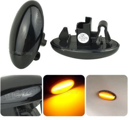 Carro 31227 Странични Flash Крила Peugeot 107 1007 206 307 407 4007 607 Partner Citroen C2 C3 Xsara Toyota Aygo LED Dynamic Тъмни 2 Бройки
