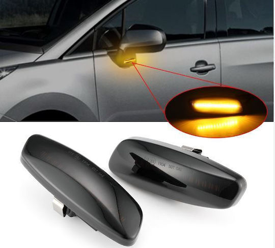 Φλας Φτερού Peugeot 207 308 3008 5008 Rcz Citroen C3 Ds3 Ds4 C5 Dynamic Mαύρο 2 Τεμάχια