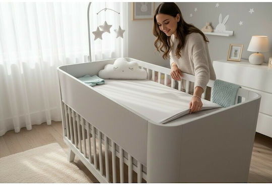 MimiNu Cearșaf pentru bebeluși Pentru Patut Bumbac cu Cauciuc Bej 160x80buc