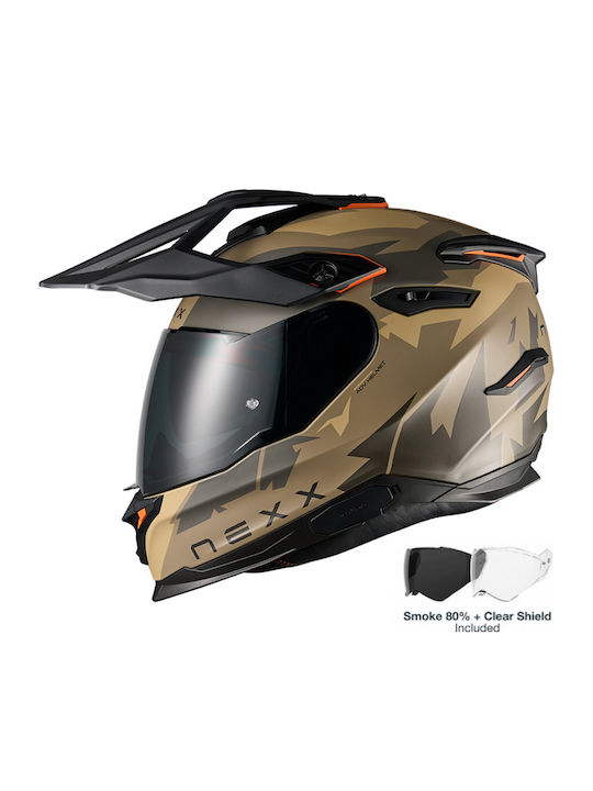 Nexx Y.Travl Primal Sand/Grey Matt Motorcycle Helmet Full Face DOT / ECE 22.06 1750gr with Pinlock and Sunvisor