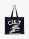 Women's Fabric Tote Handbag Navy Blue
