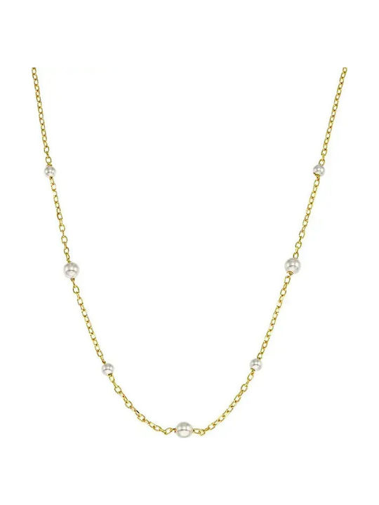 Vogue Necklace from Gold Plated Silver with Pearls