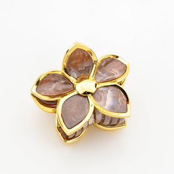 Claw Clip Flower Marble-Brown Look