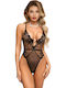 Rosari Transparent Bodysuit Lace Details Open Back