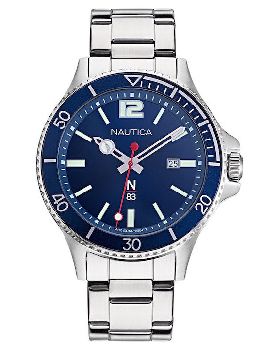Nautica N83 Accra Beach Set Ανδρικό Ρολόι Μπαταρίας με Ασημί Ατσάλινο Μπρασελέ
