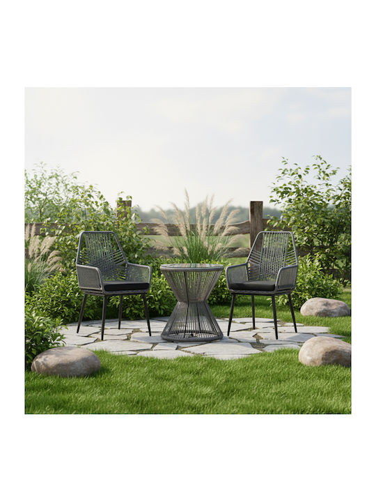 Catering Table for Small Outdoor Spaces Rattan Foldable Gray 50x50x55cm