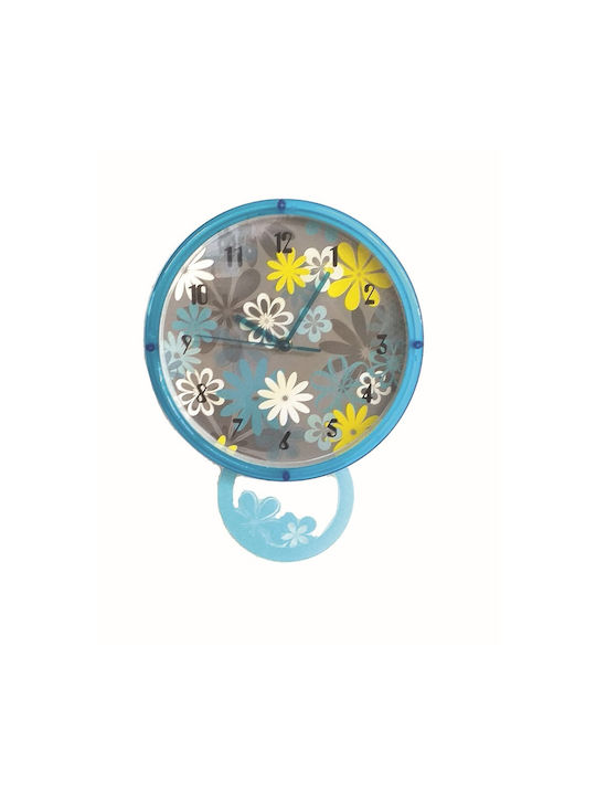 keleman Wall Clock Plastic With Pendulum Blue 30x22.5cm