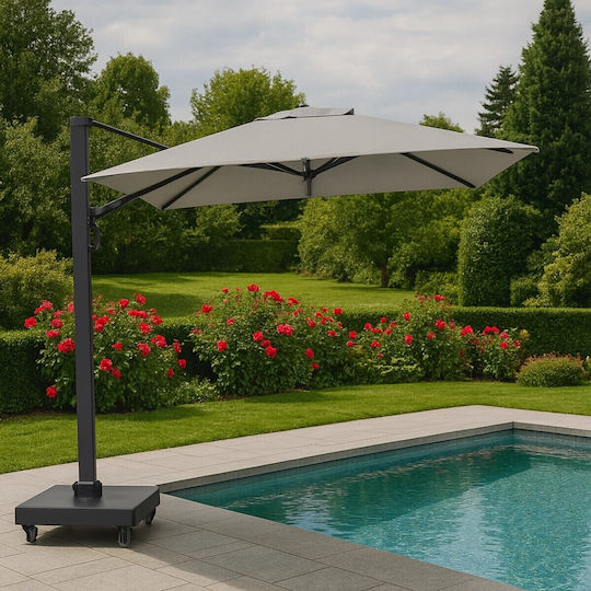 Hanging Aluminum Grey Garden & Terrace Parasol 2.6x3.5m