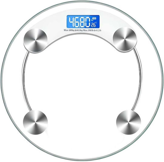 Avizar Electronic Scale Made Tempered Glass 180 Kg Round Shape Lcd Screen Transparent