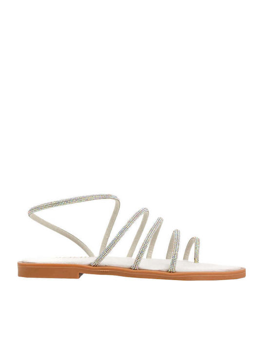 White Leather Sandals Special Lacing