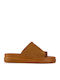 Tabac Brown Leather Flatform Sandals Suede Texture