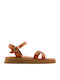 Tabac Brown Flatforms Leather Straps Buckles