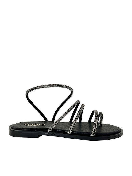 Black Leather Sandals Special Lacing