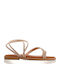 Bronze Sandals Rhinestones Thin Diagonal Straps