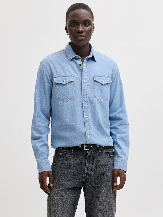 Jack & Jones Μακρυμάνικo Τζιν Πουκάμισο σε Στεν...