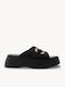 Black Suede Slippers Special Heels Rhinestones