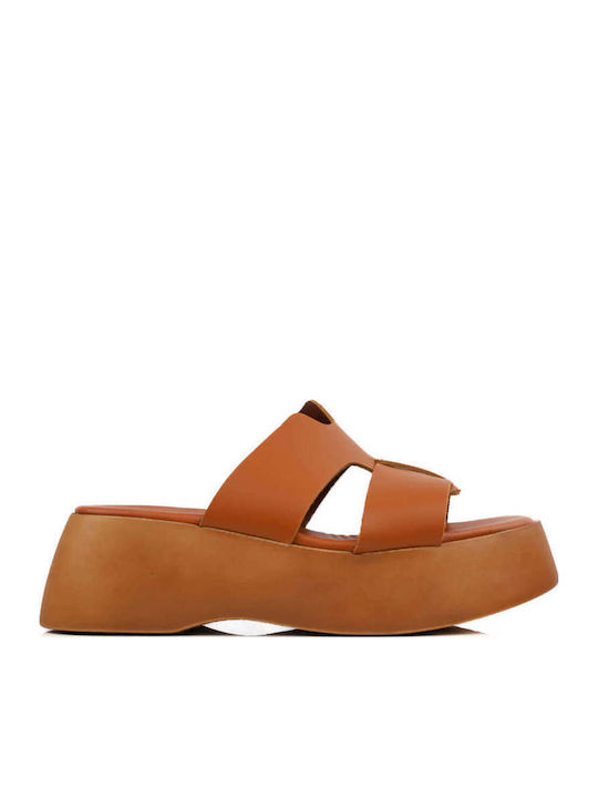 Ταμπά Flatform Παντόφλες Διπλό Δερμάτινο Λουρί