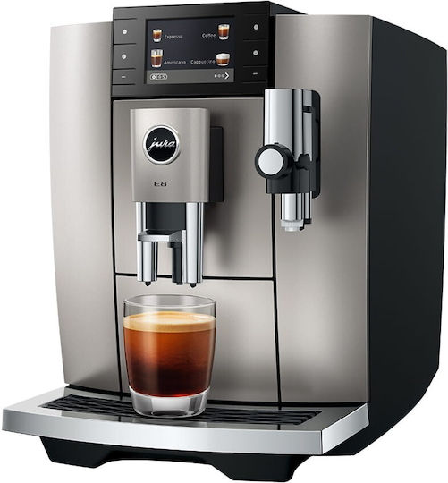 Jura E8 Αυτόματη Μηχανή Espresso 1450W Πίεσης 15bar με Μύλο Άλεσης Midnight Silver 15712
