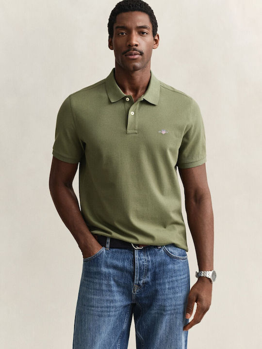Gant Polo Herrenbluse Kurzarm Khaki