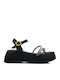 Черни Flatforms С Кристали Каишки Повдигната Подметка