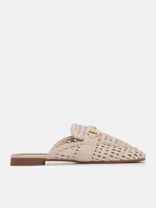 Luigi Mules with Low Heel in Beige Color