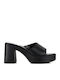 Black Mules With Single Leather Strap