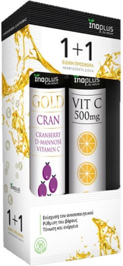 Inoplus Promo Gold Cran Urinary Health 20 Effervescent Tablets & Vitamin C 500mg 20 Effervescent Tablets