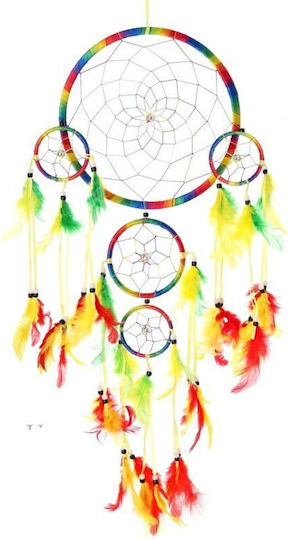 Decorațiune Dreamcatcher Lucrată Manual Multicolor Din Țesătură 60cm