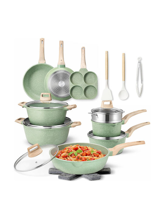 Bakaji Cookware Set of Cast Aluminum with Non-stick Coating 21pcs